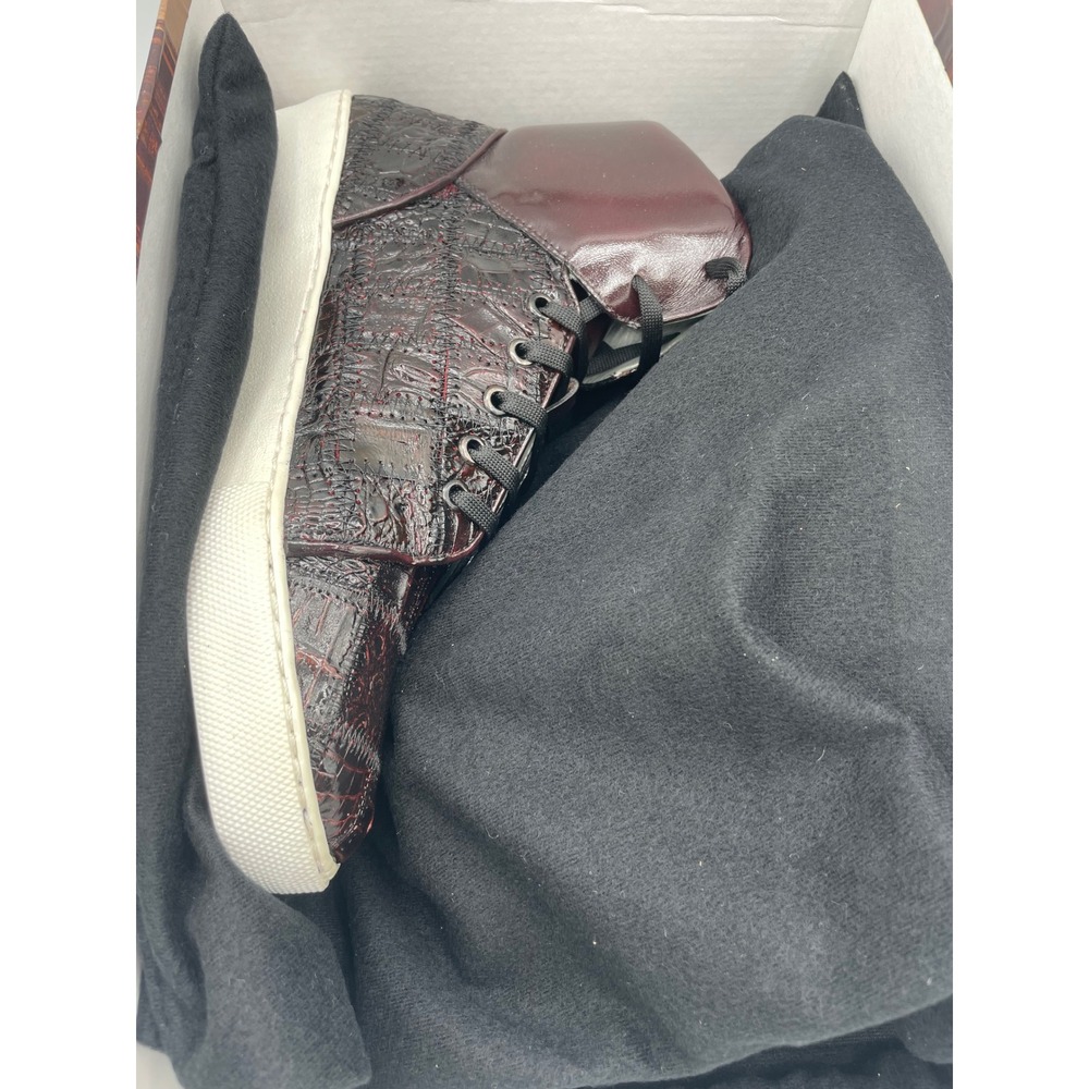 Belvedere Mens Black Cherry Crocodile Leather High Top Sneakers Vero Y01 Size 8 - Picture 7 of 10